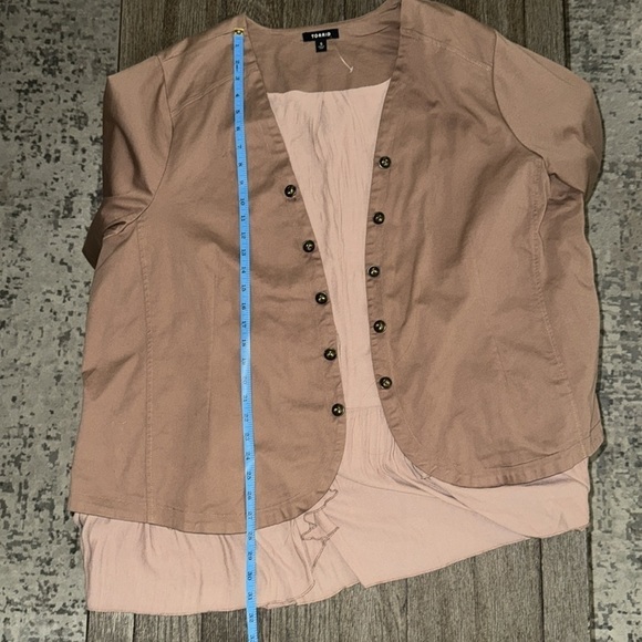 Torrid Tan Twill Georgette Peplum Jacket - Picture 11 of 12